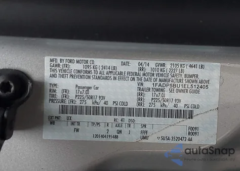 2014 Ford C-Max Hybrid Sel z USA, uszkodzony, nr VIN 1FADP5BU1EL512405